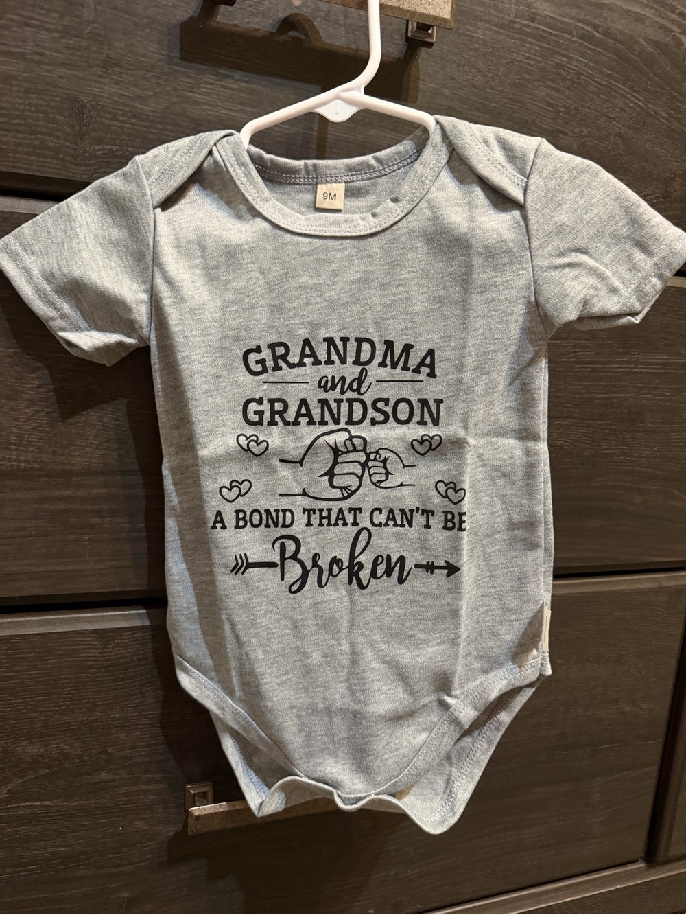 Grandma and Grandson Grey Baby One-Piece Bodysuit